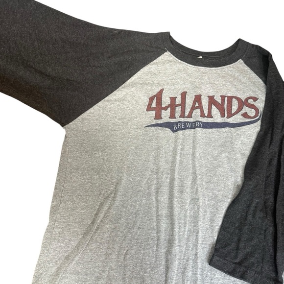 4 Hands Brewery Next Level Apparel Charcoal and Light Gray Raglan Shirt A241 - Picture 4 of 10